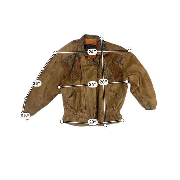 Laurice Vintage Brown Suede Leather Tapestry Patchwork Bomber Jacket Large - Picture 8 of 14